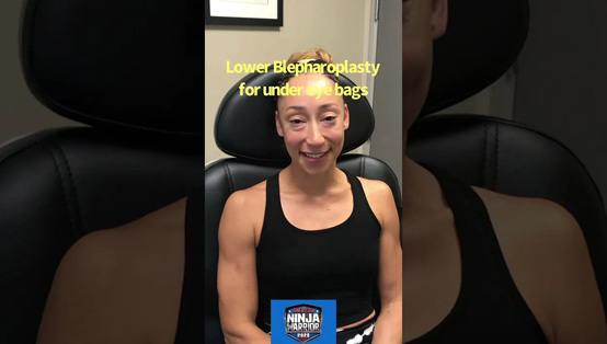 Famous athlete from Ninja Warrior TV show underwent scarless lower blepharoplasty to address genetic under eye fat bags. Here whole surgical video can be found on the website.