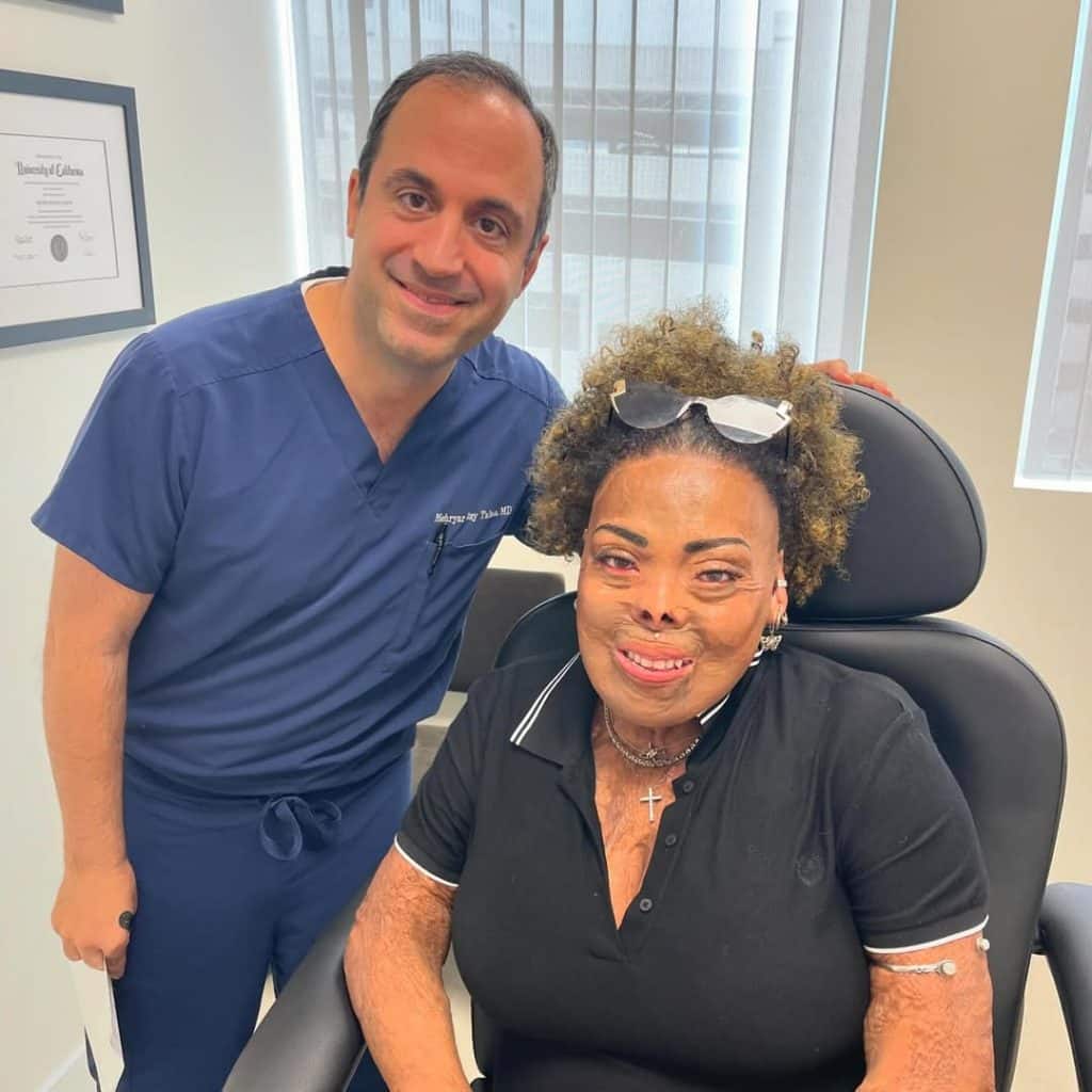 brave woman with reconstructive eyelid surgery